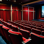 A Classic Movie Theater Experience**

"A vintage movie theater interior, showcasing plush red seats and a large screen illuminating a classic film scene. Patrons are enjoying the show, fully clothed in appropriate attire. The scene evokes a sense of nostalgia and cinematic magic. Safe for work, appropriate content, professional setting, perfect anatomy, well-formed hands, family-friendly atmosphere."

**