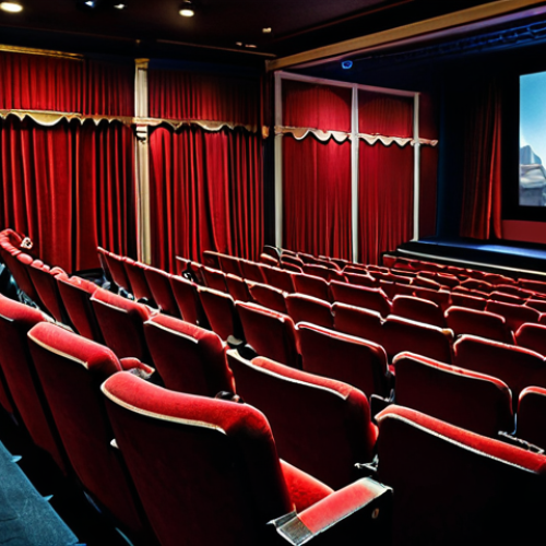 Home 17 A Classic Movie Theater Experience**
"A vintage movie theater interior, showcasing plush red seats and a large screen illuminating a classic film scene. Patrons are enjoying the show, fully clothed in appropriate attire. The scene evokes a sense of nostalgia and cinematic magic. Safe for work, appropriate content, professional setting, perfect anatomy, well-formed hands, family-friendly atmosphere."
**