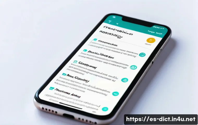 용어집 작성 팁 - A modern, clean digital glossary interface displayed on a smartphone screen, showing a responsive de...