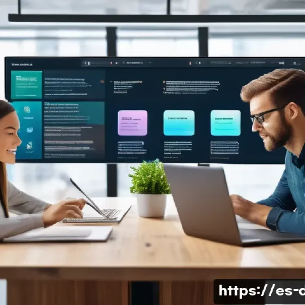 편집자용 용어집 툴 - A modern editorial office scene showing a diverse team of professionals collaborating around a large...